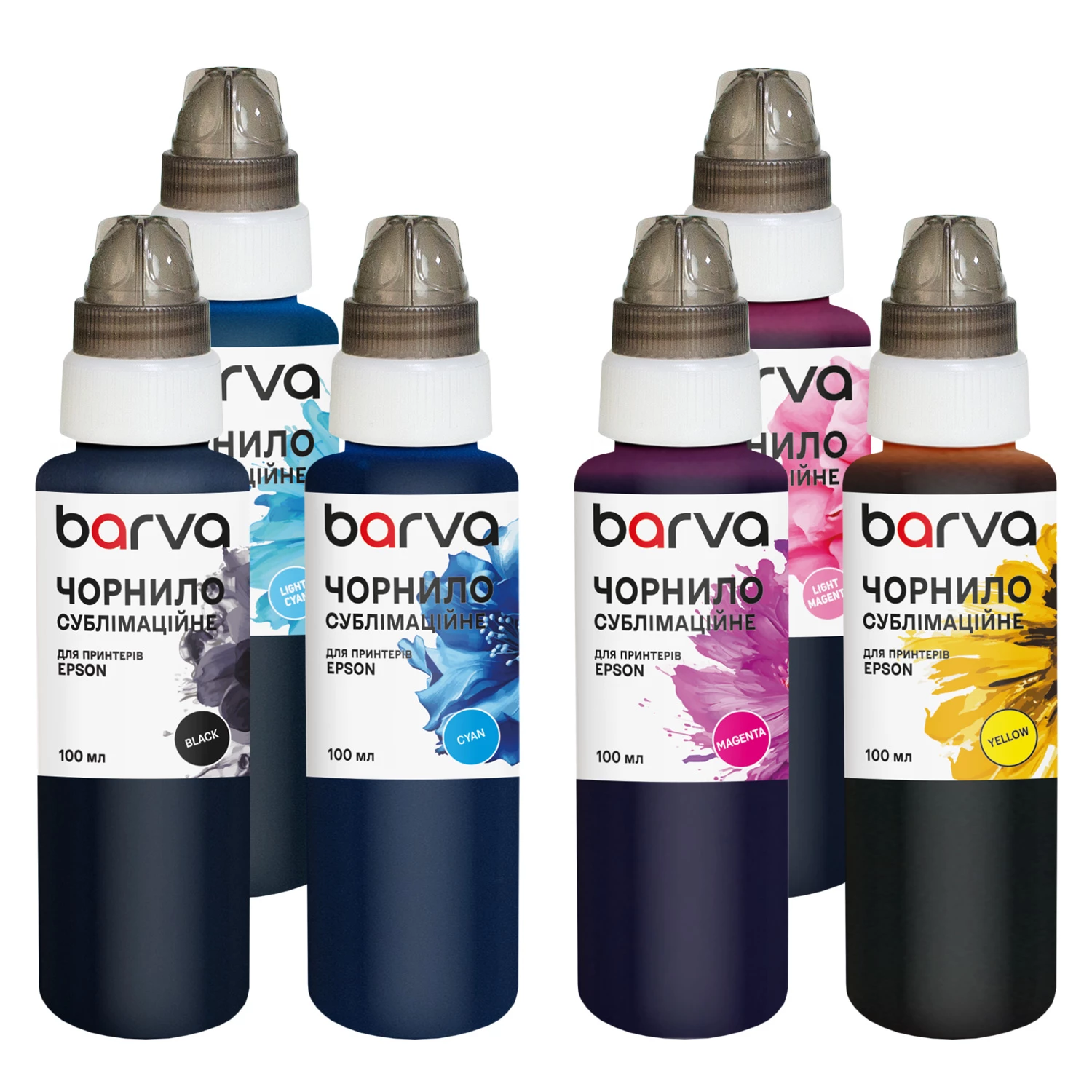 Комплект сублимационных чернил для настольных принтеров Epson 6х100 мл, BK/C/M/Y/LC/LM Barva (SUB-100-2MP)