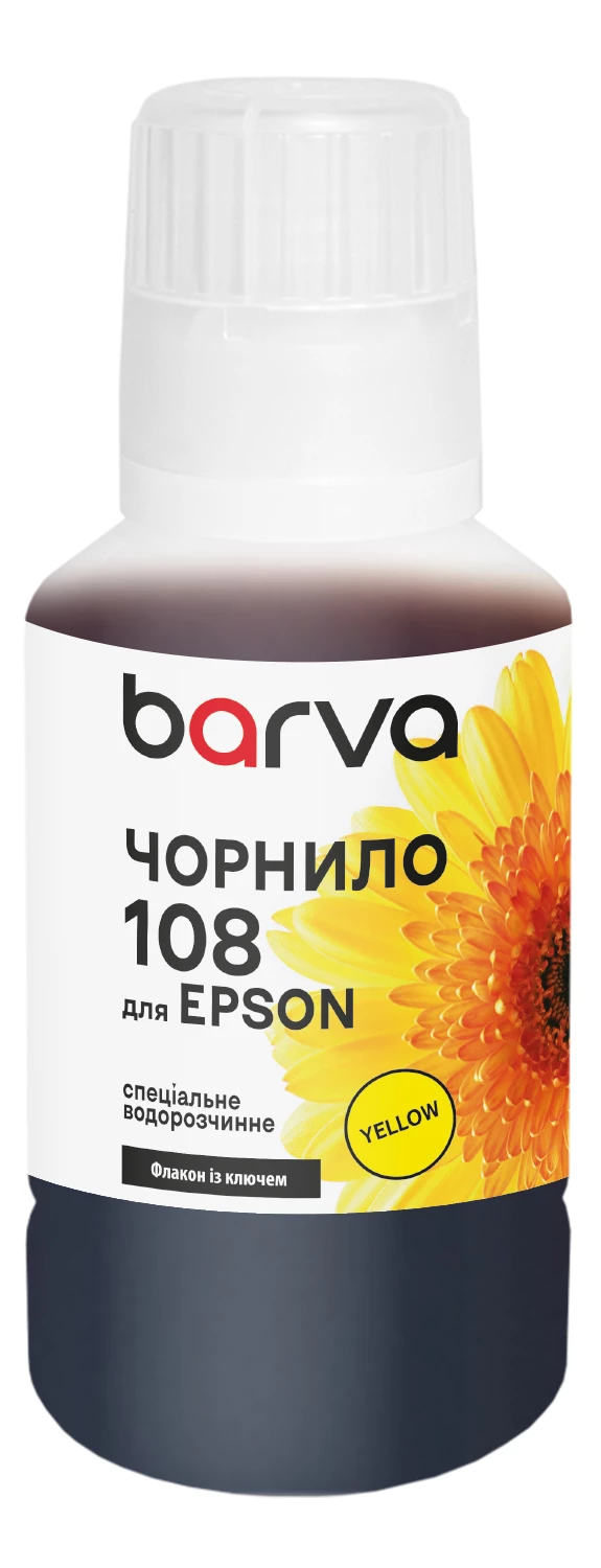Чернила для Epson 108 Y специальные 140 мл, OneKey, водорастворимые, желтые Barva (E108-1012)