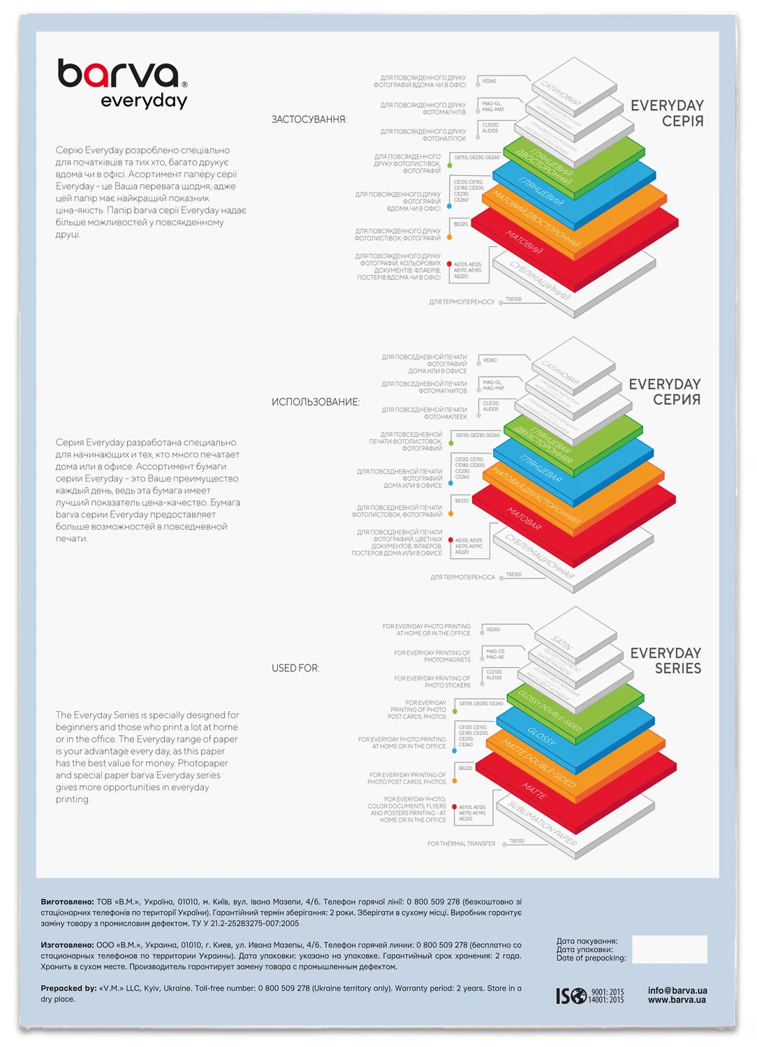 Фотобумага матовая 280 г/м2, A3, 20 л Everyday Barva (IP-AE280-447), фото №:2