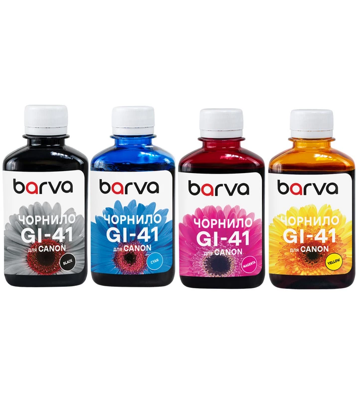 Комплект чернил совместимых для Canon GI-41 специальные 4x180 мл, пигментные/водорастворимые, BK/C/M/Y Barva (CGI41-180-MP), фото №:1